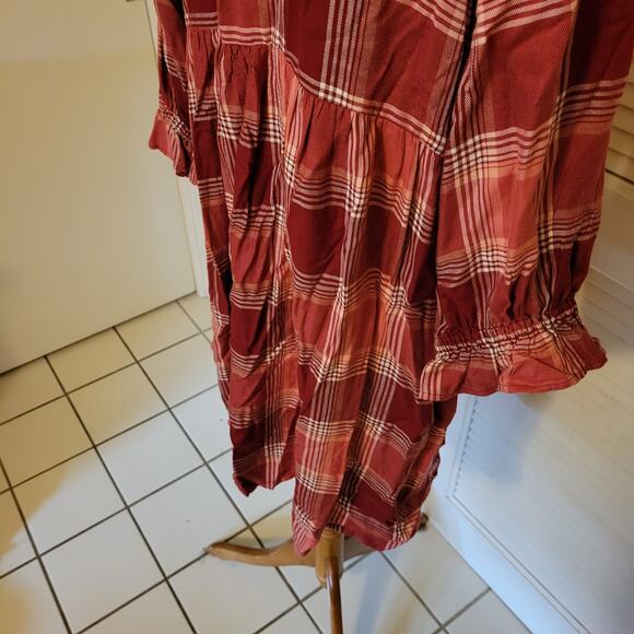 Plaid Babydoll T-Shirt Dress Red Long Sleeve Matilda Jane Size Large - Picture 5 of 7